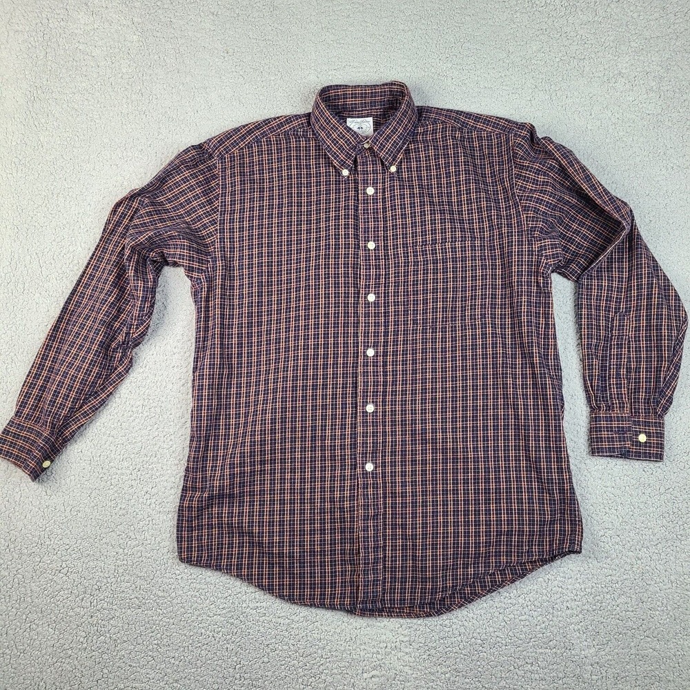 Brooks Brothers Sport Shirt Men's Medium Blue‎ Burgundy Button Down Long Sleeve